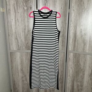 Rag&Bone Midi Dress Striped Black and White Sleeveless